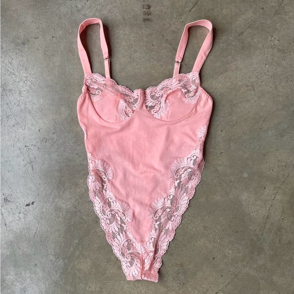 Victoria's Secret Soft Pink Lace Bodysuit